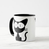 Mug Chat noir aux grands yeux, queue dans l'air (Devant gauche)