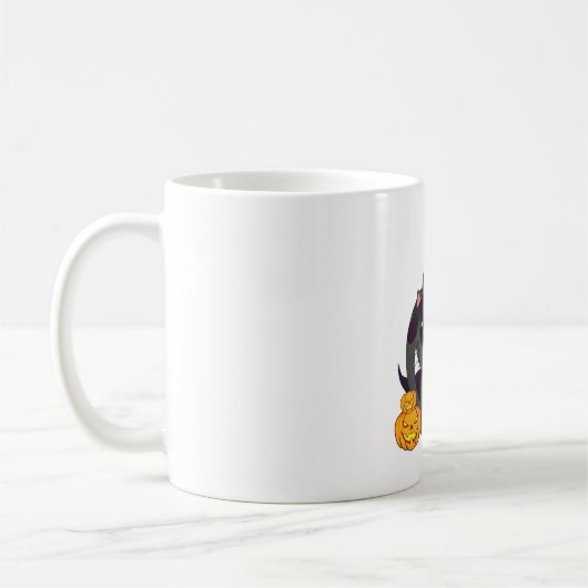 Mug Chat Noir Avec Chemise Halloween Jack-o'-lantern (Gauche)
