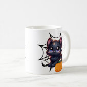 Mug Chat noir avec Citrouilles et toiles d'araignée Mu (Devant droit)