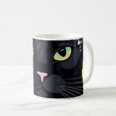 Mug Chat noir avec couronne florale (Devant droit)