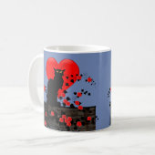 Mug Chat Noir avec des roses rouges (Devant gauche)