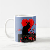 Mug Chat Noir avec des roses rouges (Gauche)