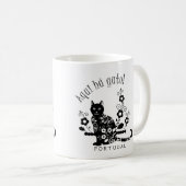 Mug Chat noir avec fleurs et expression portugaise (Devant droit)