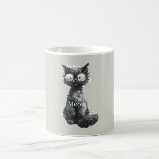 Mug Chat Noir avec Lunettes (Centre)