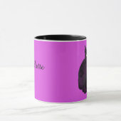 Mug Chat noir avec muqueuse arrière - plan fuchsia (Centre)