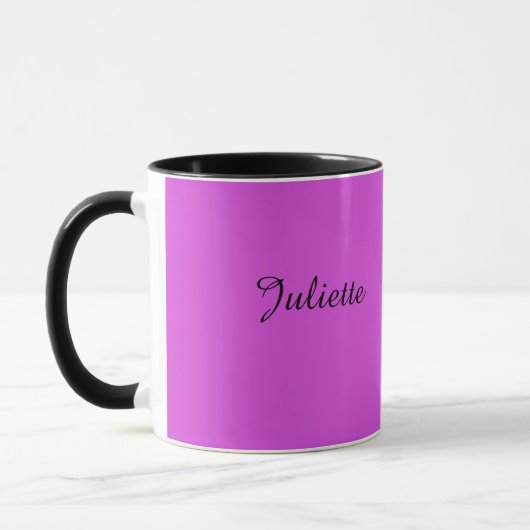 Mug Chat noir avec muqueuse arrière - plan fuchsia (Gauche)