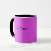 Mug Chat noir avec muqueuse arrière - plan fuchsia (Devant gauche)