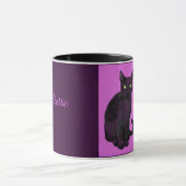 Mug Chat noir avec muqueuse arrière - plan fuchsia (Centre)
