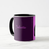 Mug Chat noir avec muqueuse arrière - plan fuchsia (Devant gauche)