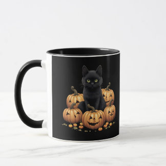 Mug Chat noir avec muqueuse citrouille