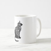 Mug Chat noir avec Voile Floral | Élégant Gothic Kitty (Devant droit)
