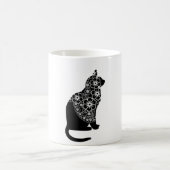 Mug Chat noir avec Voile Floral | Élégant Gothic Kitty (Centre)