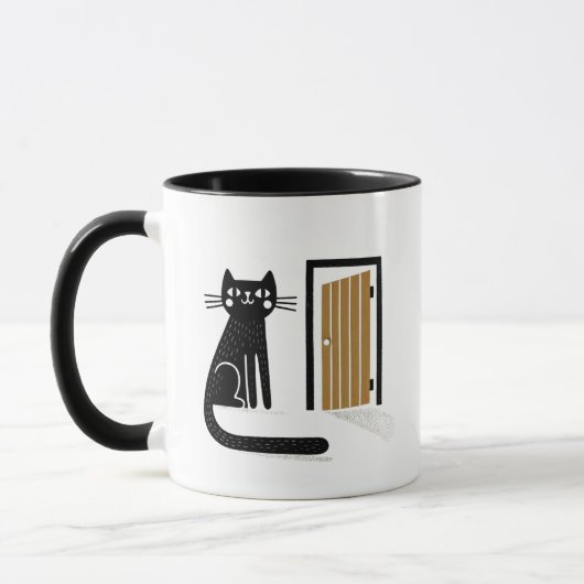 Mug Chat noir blanc à la porte (Gauche)