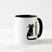 Mug Chat noir blanc à la porte (Devant droit)