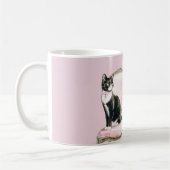 Mug Chat noir blanc Chaise rose (Gauche)