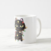 Mug Chat noir clair de Noël mignon (Devant droit)