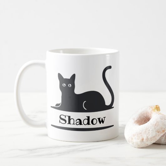 Mug Chat noir couché monogrammé (Avec donut)