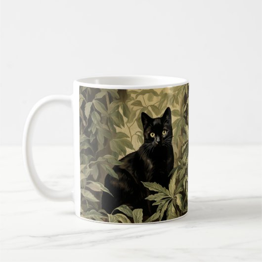 Mug Chat noir dans la forêt luxuriante (Gauche)