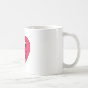 Mug Chat noir dans le coeur rouge