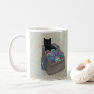 Mug Chat noir dans un sac en fil