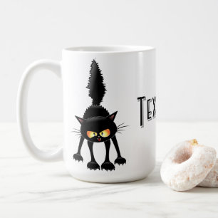 Mug Chat noir de dessin animé drôle et féroce 