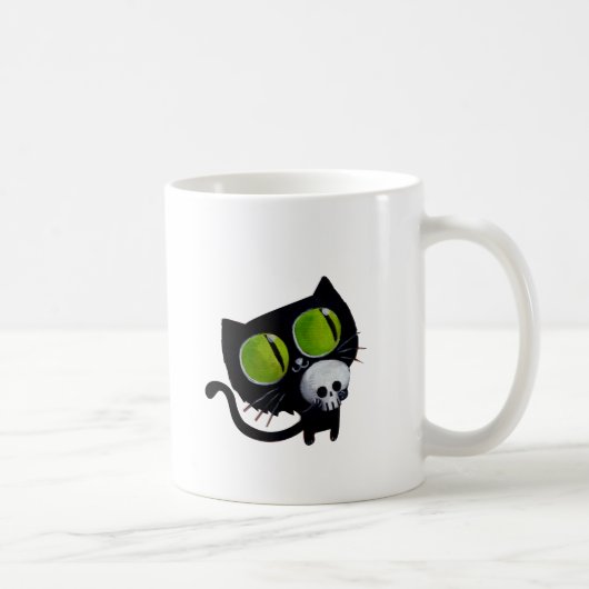 Mug Chat noir de Halloween avec le crâne (Droite)