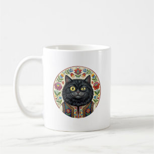 Mug Chat noir de l'art folklorique balkanique