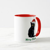 Mug Chat Noir de Noël tendance à Santa Hat (Devant droit)