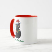 Mug Chat Noir de Noël tendance à Santa Hat (Devant gauche)