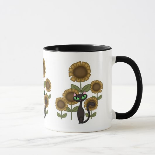 Mug Chat noir de tournesol (Droite)