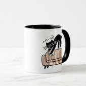 Mug Chat noir de Whimsical qui gratte le canapé (Devant droit)