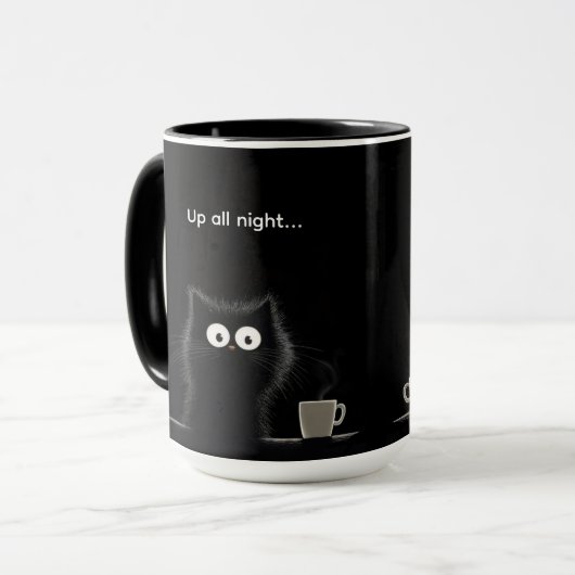 Mug Chat noir debout toute la nuit  (Devant gauche)