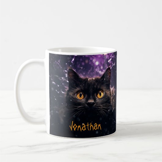 Mug Chat noir Déplaisant personnalisé Horreur Hallowee (Gauche)