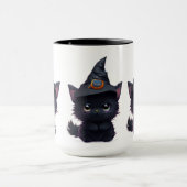 Mug Chat noir d'Halloween blanc mignon (Centre)
