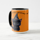 Mug Chat noir d'Halloween blanc mignon (Devant gauche)