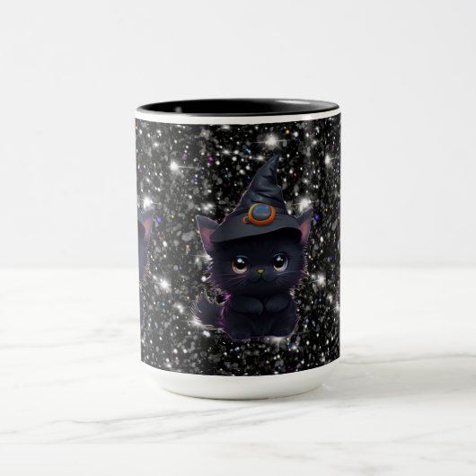 Mug Chat noir d'Halloween blanc mignon (Centre)