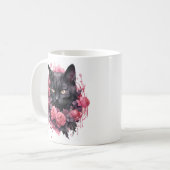 Mug Chat noir d'Halloween floral (Devant gauche)