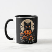 Mug Chat noir d'Halloween, Lune et Citrouille (Gauche)
