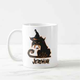 Mug Chat noir d'Halloween Sorcière Araignées Sombres