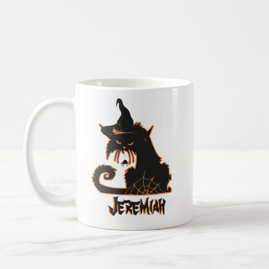 Mug Chat noir d'Halloween Sorcière Araignées Sombres (Gauche)