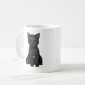 Mug Chat noir doux de Kitty avec les yeux d'or (Devant gauche)