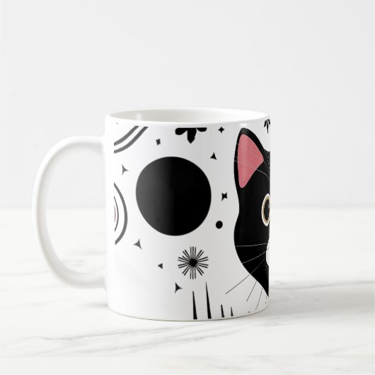 Mug Chat noir drôle Abstrait (Gauche)