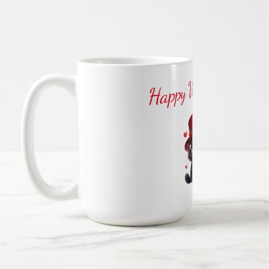 Mug Chat noir drôle avec ballons Saint-Valentin (Gauche)