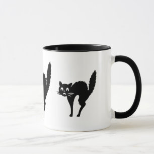 Mug chat noir drôle avec de retour arqué Halloween