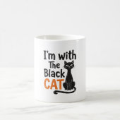 Mug Chat noir drôle gravure vintage Halloween Design (Centre)