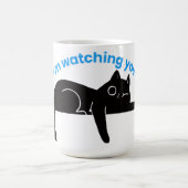 Mug Chat Noir Drôle Illustration Minimaliste (Centre)