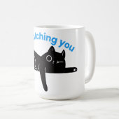Mug Chat Noir Drôle Illustration Minimaliste (Devant droit)