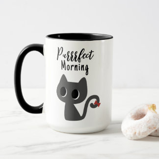 Mug Chat Noir Drôle Matin Parfait Petit Chat Mignon