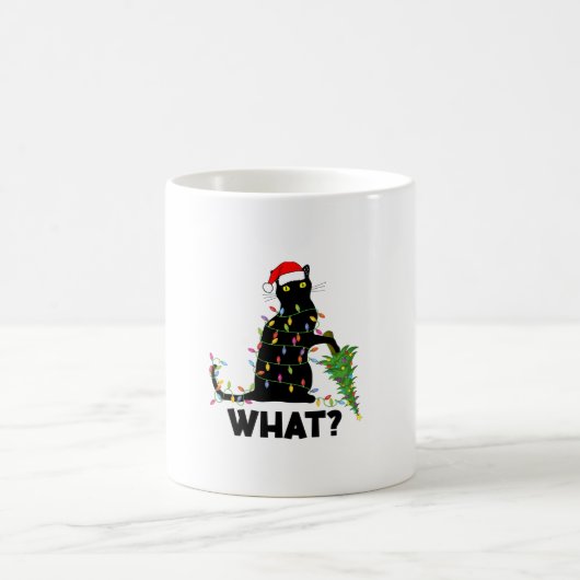 Mug Chat Noir Drôle Poussant Arbre De Noël Sur Chat Ch (Centre)