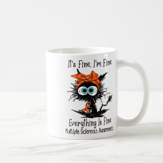 Mug Chat noir drôle Son fin Je suis fin Scleros Multip (Droite)